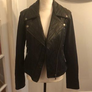 Lamb skin leather DKNY moto jacket